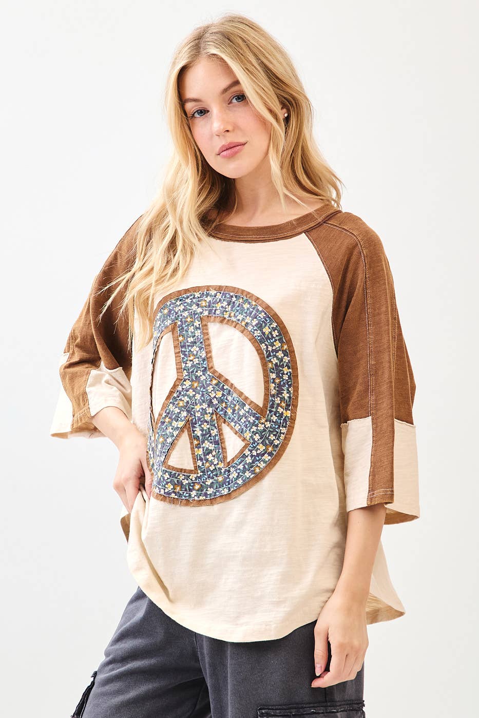 mittoshop – wholesale Tunic – Women’s – PEACE SIGN PATCH MINERAL WASH TOP1