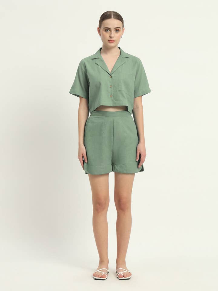 Conjunto de Shorts a Juego Camisa Corta Menta para venta al por mayor de Thevasa