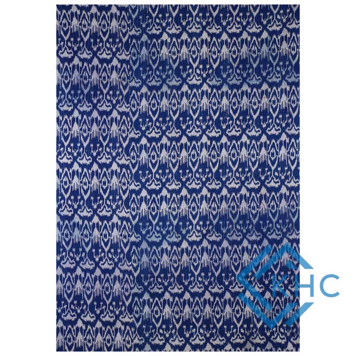 KHC - Vendita all'ingrosso Trapunte - Trapunta in cotone fatta a mano blu con stampa Ikat per letto.1