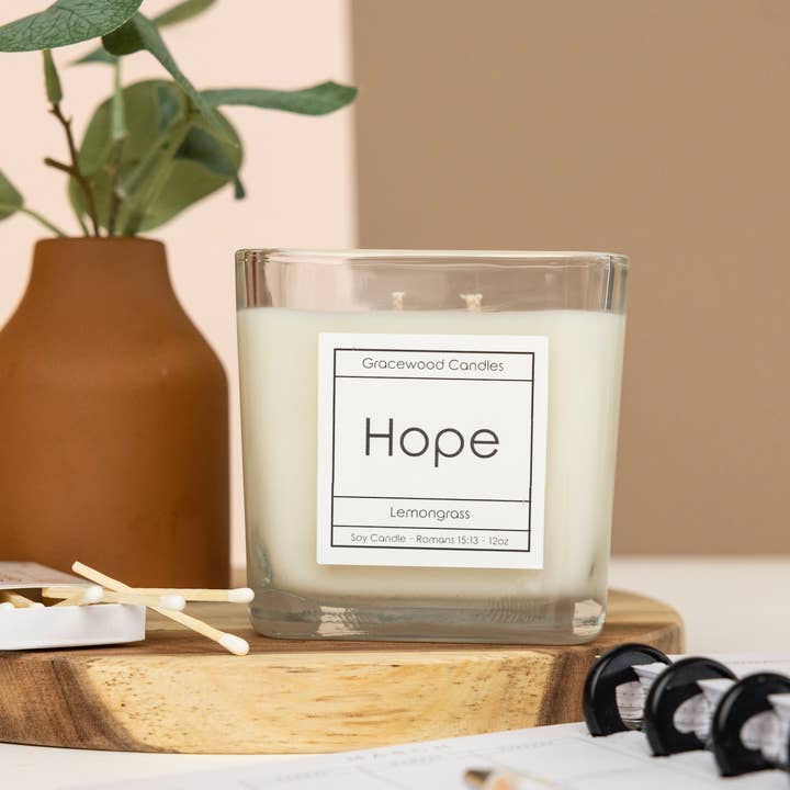 Lemongrass Candle - Hope Candle - 12oz Soy Candle for wholesale by Gracewood Candles