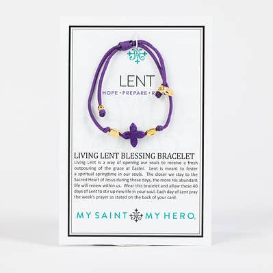 My Saint My Hero - Wholesale Charm/Dangle Bracelet - Lent Howlite Single Cross Bracelet - Purple & Gold0