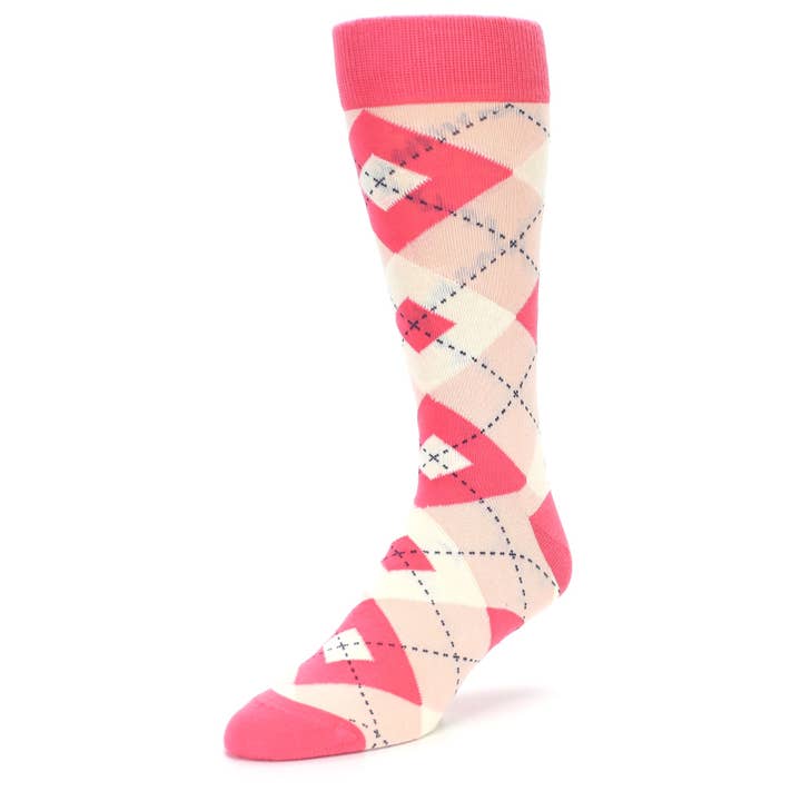 Statement Sockwear - Wholesale Socks - Men's - Guava Bellini Pink Argyle Wedding Groomsmen Mens Dress Socks