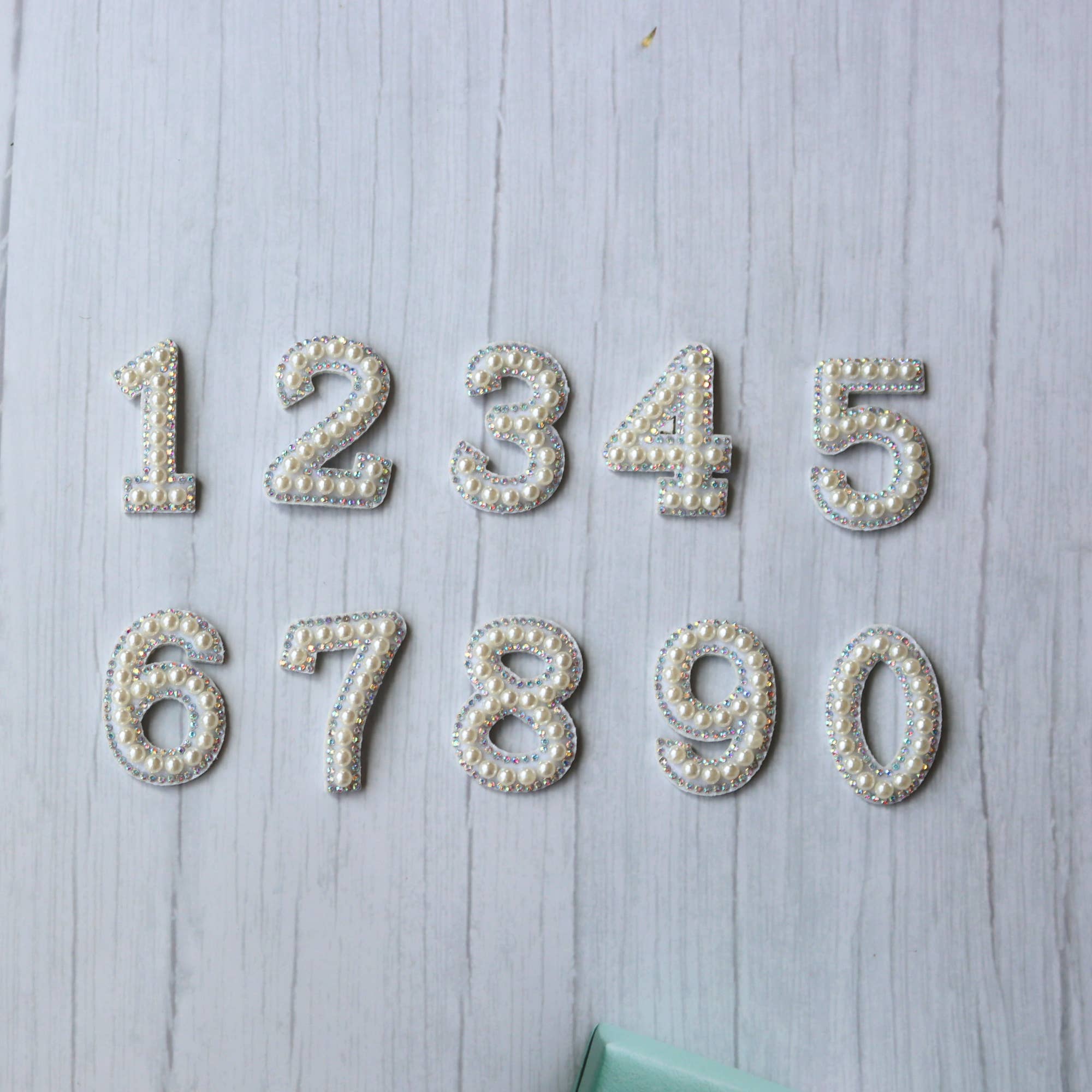 0 to 9 Pearl Rhinestone Number Patches for Clothes Slippers for wholesale on Faire