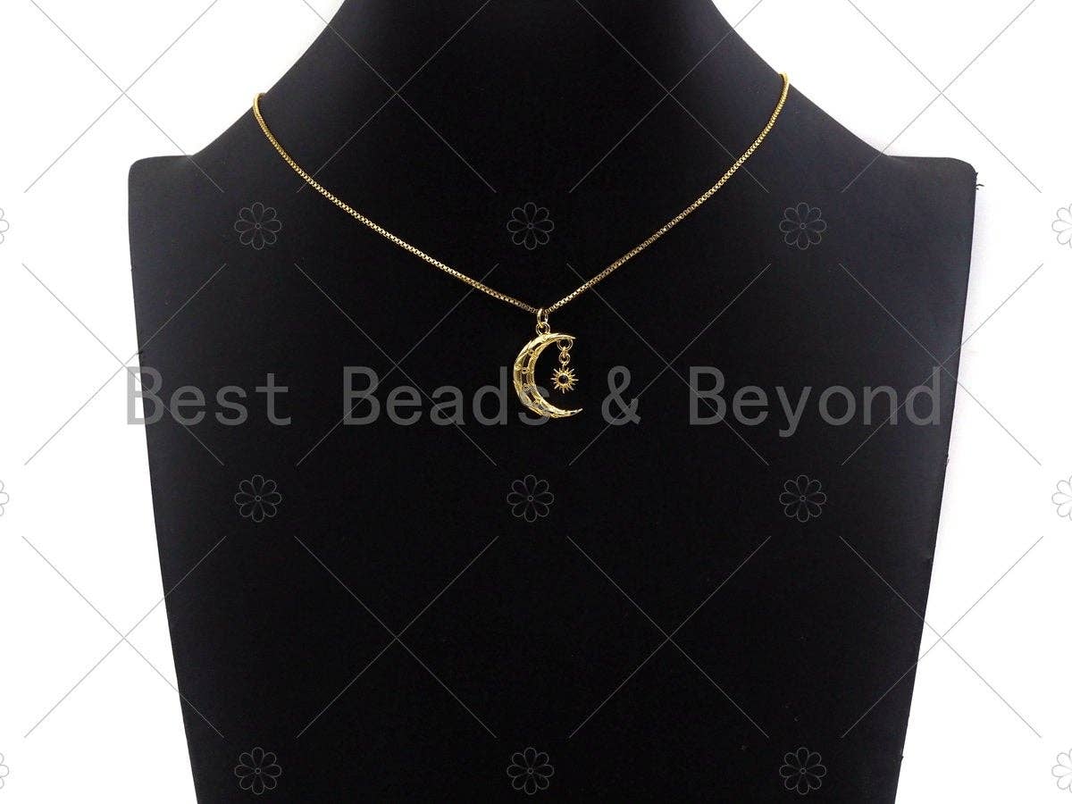 BestBeads&Beyond - Wholesale Individual Charm/Pendant - Cobalt CZ Micro Pave Cresent Moon With North Star Shape Pendant Charm, Cubic Zirconia Moon Charm,15x22mm,Sku#LK1583