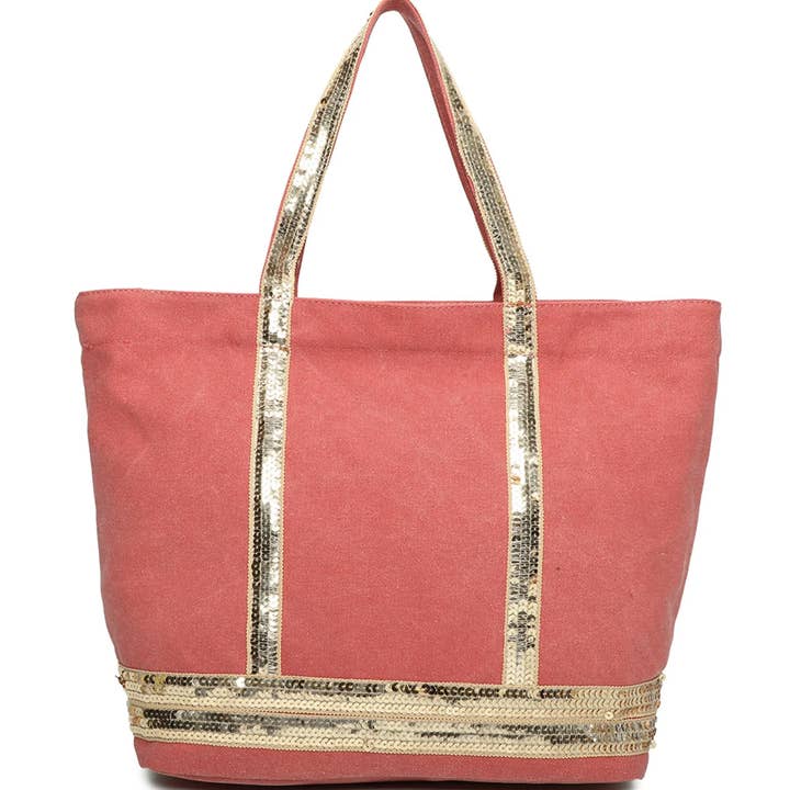 Ellas Trading – wholesale Tote bag – Women's – Sequin Embellish Spacious Canvas Tote Shoulder Bag3