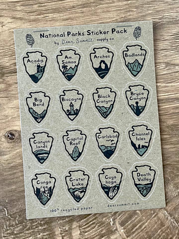 National Parks Sticker Pack for wholesale by Dear Summit Supply Co