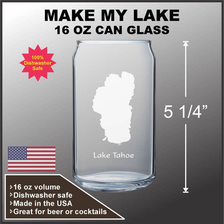 Adirondack Etching LLC - Wholesale Drinking Glass/Cup - Custom Lake Glass - 16oz Can Shape - Made in USA