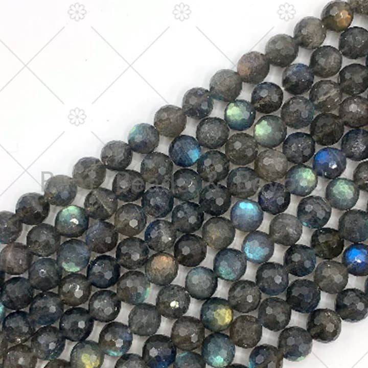 BestBeads&Beyond - Wholesale Beads - Top Quality Genuine Labradorite Round Faceted Beads, 8mm/10mm Natural Labradorite Beads, 15.5'' Full Strand, Sku#U1248