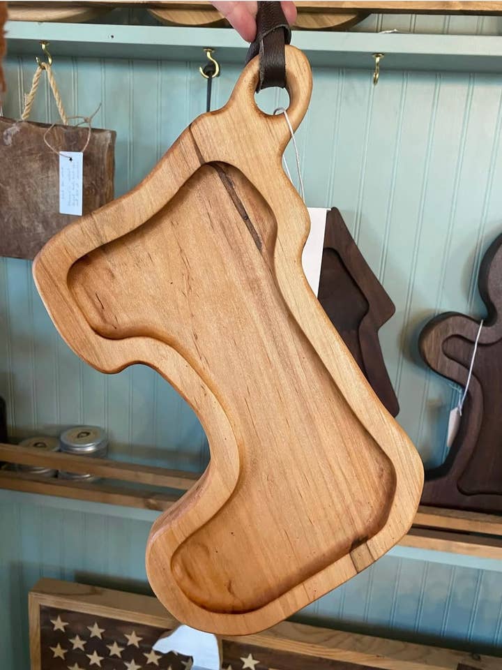 Christmas Stocking Serving Tray for wholesale by The Nest Creative Arts Studio