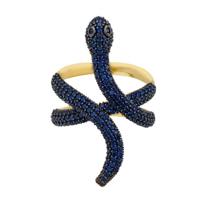 Latelita - Wholesale Cocktail/gelegenheidsring - Serpentina Snake cocktailring gouden saffier CZ