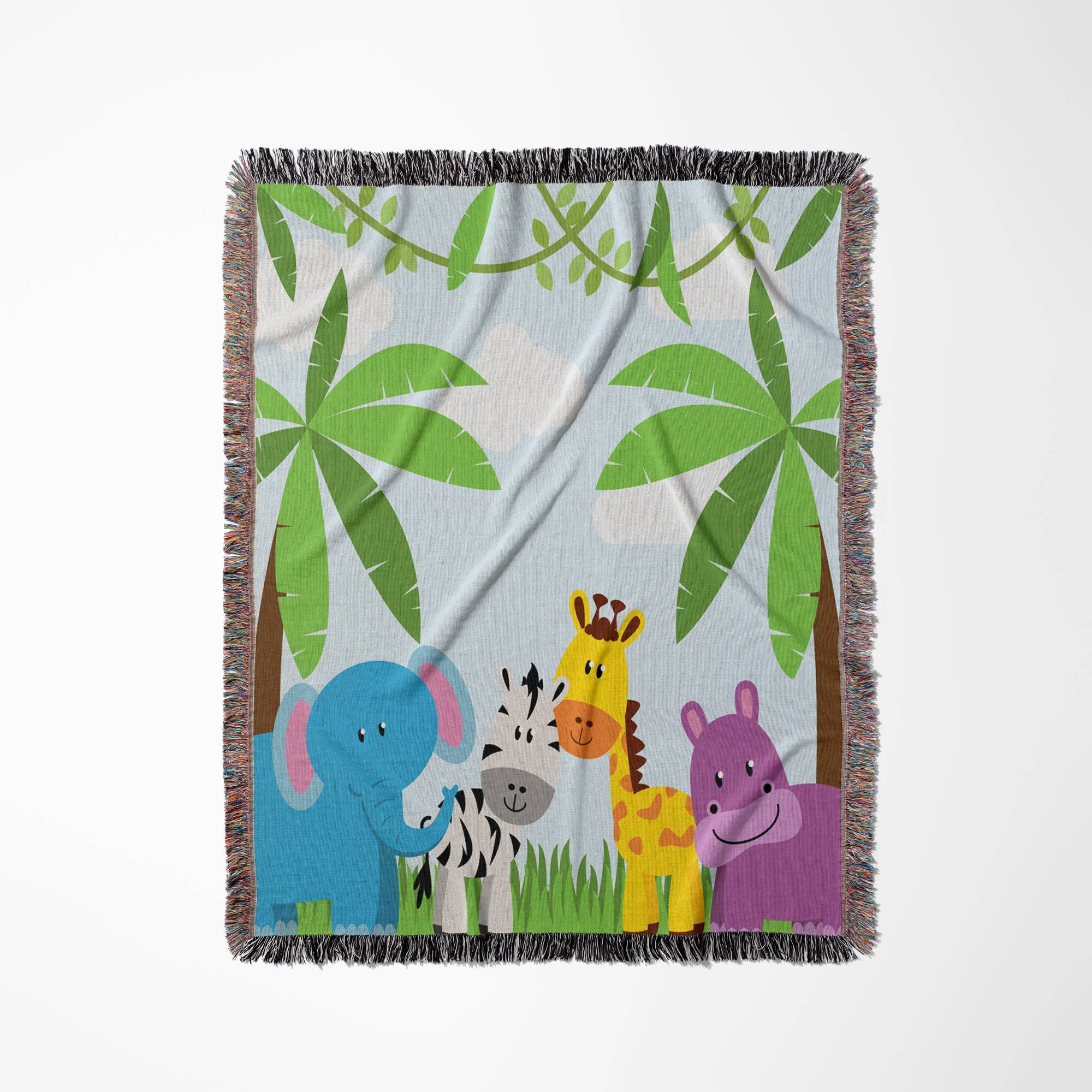 3dRose - Vente Plaids - 3dRose, Scène d'animaux de la jungle mignons, Couverture0