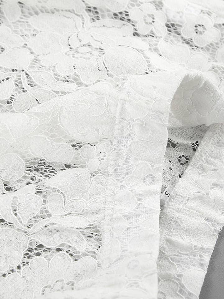 WHITE Sheer Floral Lace High-Waisted Pants for wholesale on Faire4