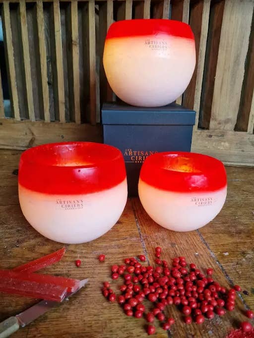 Kerze Photophore Globe Amore Rot für den Großhandel von Les Artisans Ciriers Bruxellois