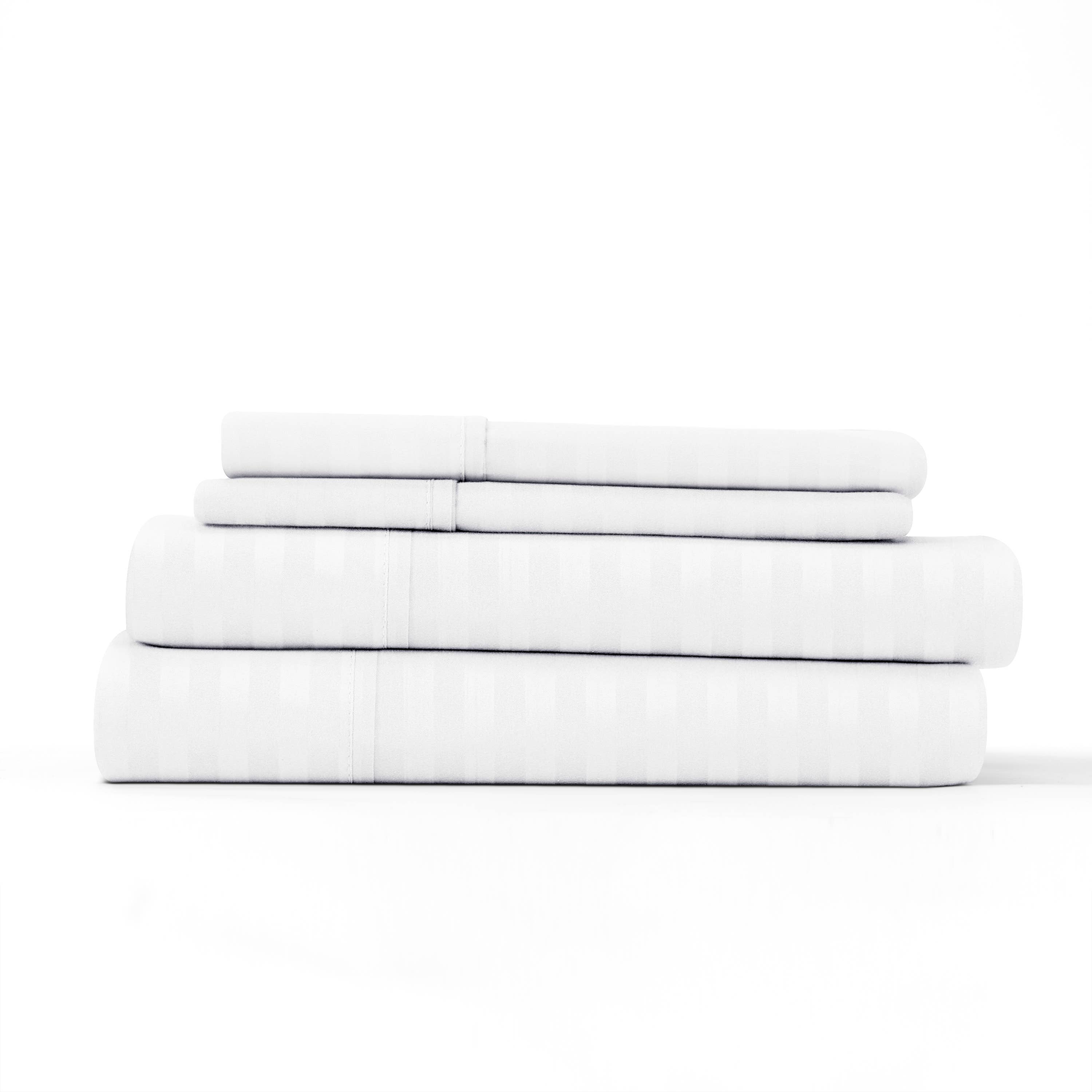ienjoy Home - Wholesale Sheet Set - Home Collection Premium Striped Embossed 4 Piece Bed Sheet7