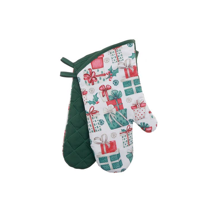 14" OVEN MITTS (2PCS) (PRESENTS) for wholesale by IH Casa Decor