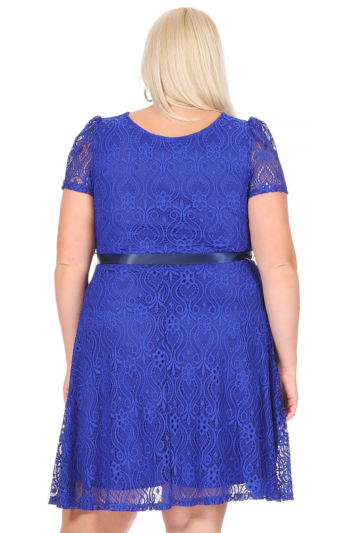 MOA COLLECTION - Vente Robe – femme - Robe midi de soirée en dentelle à manches courtes pour femmes grande taille26