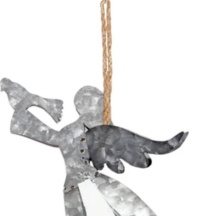 Will's Company - Wholesale Ornament Set - Galvanized Metal Angel Ornament, 2 Assorted Styles - 9.5"1