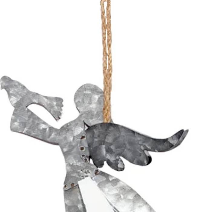 Will's Company - Wholesale Ornament Set - Galvanized Metal Angel Ornament, 2 Assorted Styles - 9.5"1