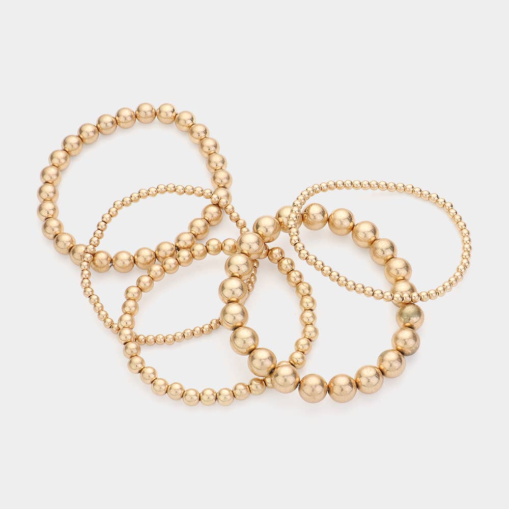 Sensibling Corp. – wholesale Jewellery set – 5PCS - Metal Ball Beaded Stretch Bracelets
3