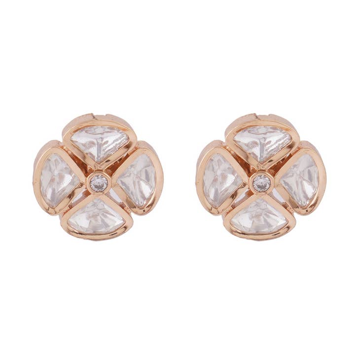 Kundan-Kleeblatt-Ohrstecker für den Großhandel von Vinnis Jewelry