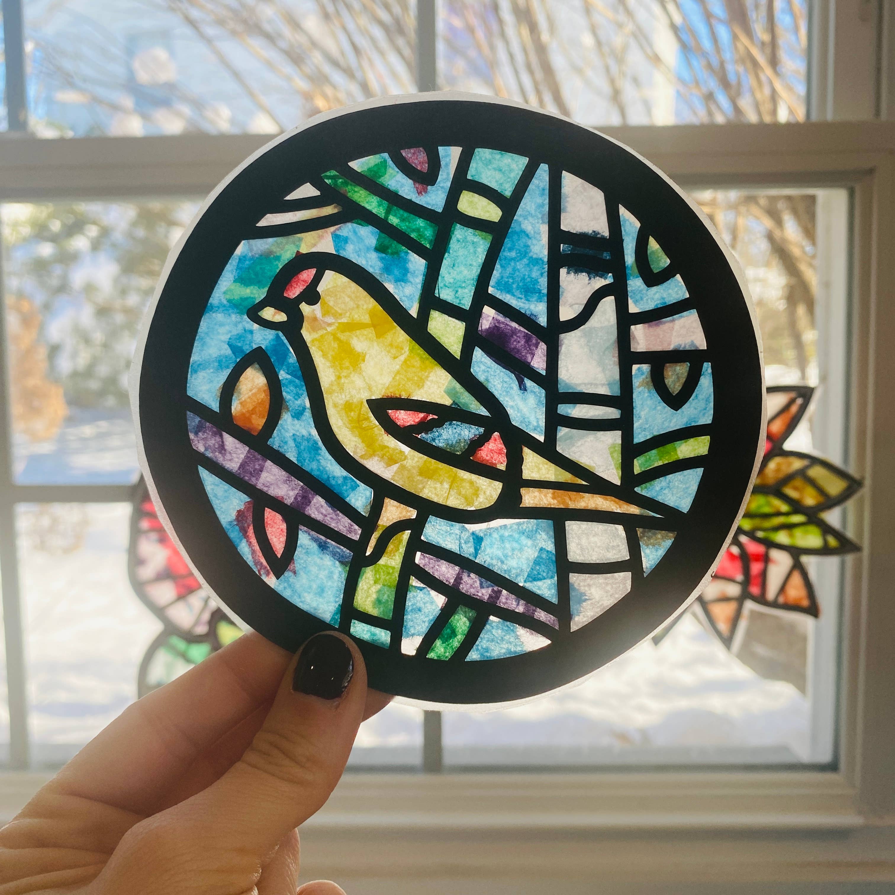 Punch of Color - Wholesale DIY Craft Kit - Kids - Finch Bird Paper Suncatcher Craft Kit4