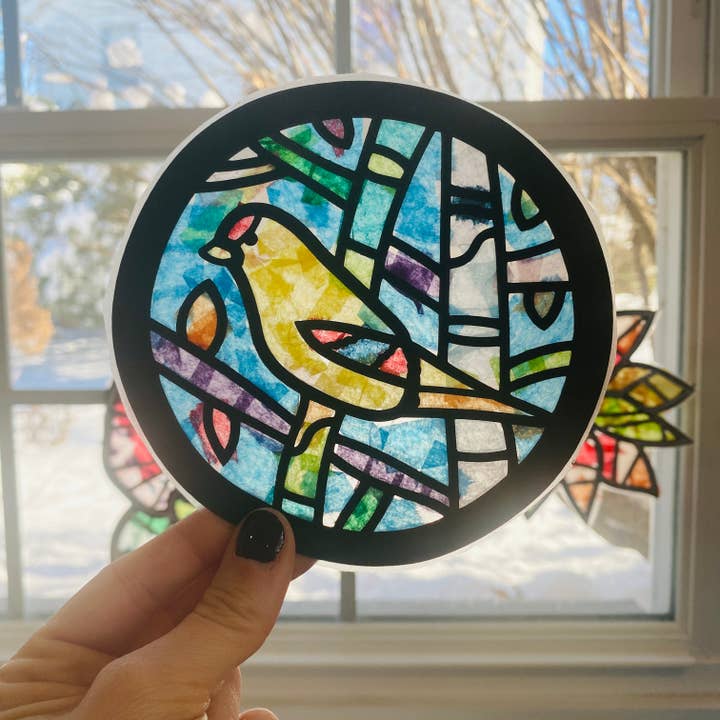 Punch of Color - Wholesale DIY Craft Kit - Kids - Finch Bird Paper Suncatcher Craft Kit4