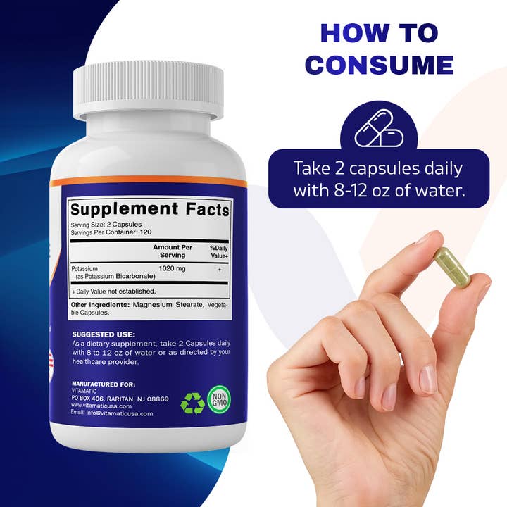 Vitamatic - Wholesale Oral Supplement/Vitamin - Vitamatic | Potassium Bicarbonate 1020 mg | 240 Capsules