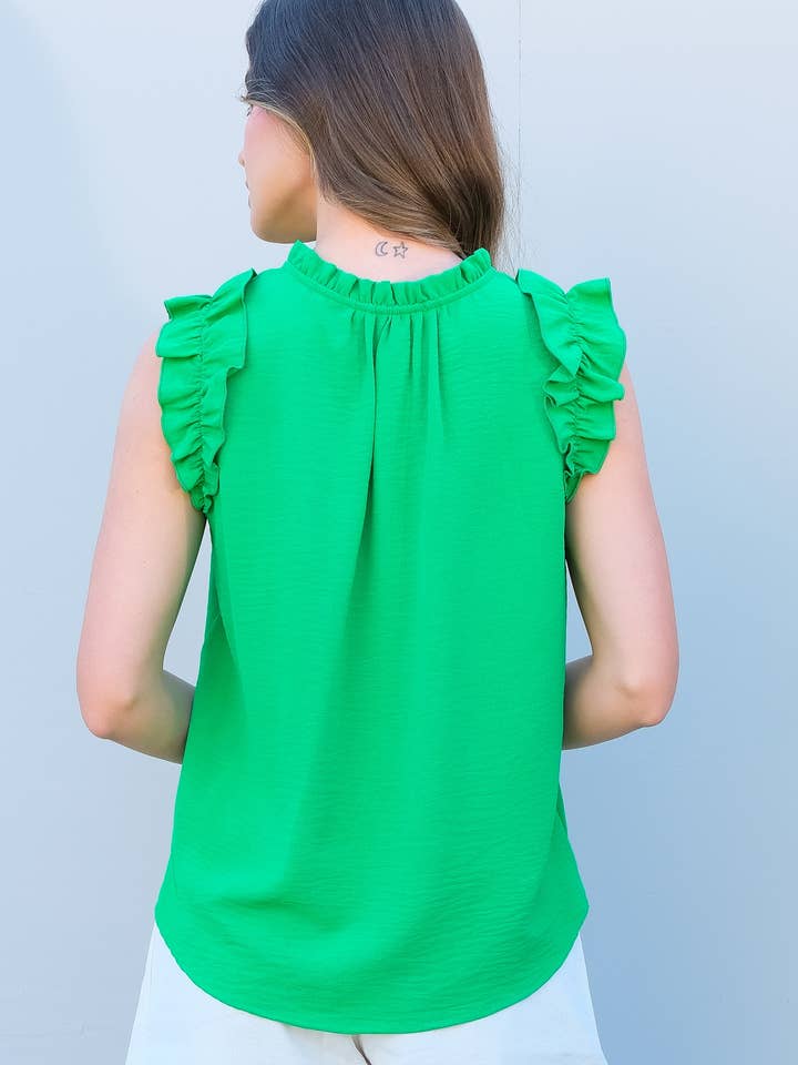 Nicabel - Wholesale Blouse - Women's - Ruffle Sleeve V-Neck Blouse-ST10651