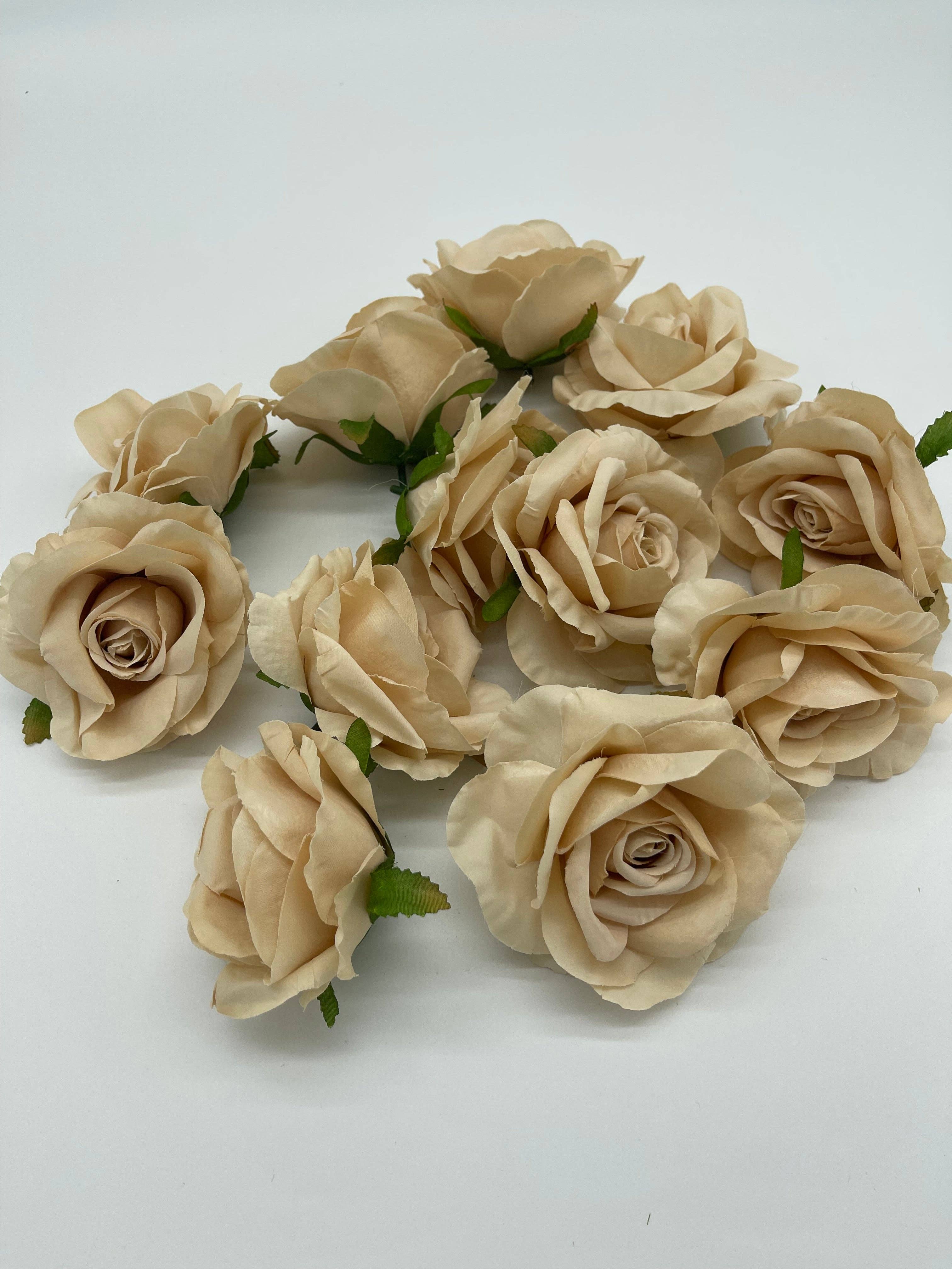 JKF & Co Pty Ltd – wholesale Artificial flowers – Rose Head Beige 12pcs2