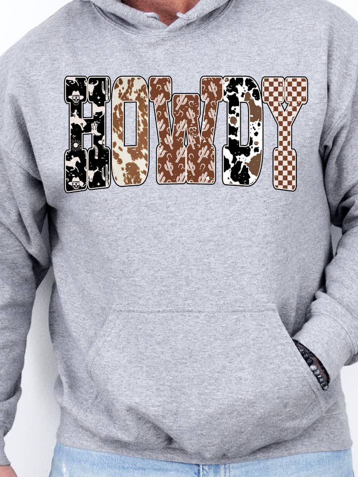 Sweat à capuche graphique adulte Howdy Western Print pour la vente par Uncommon Label