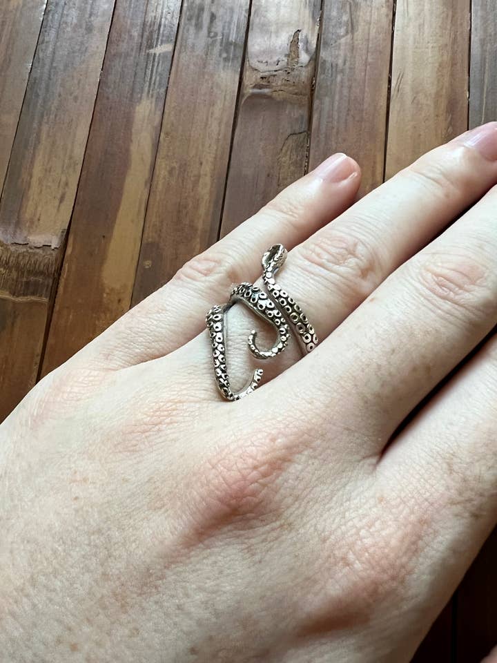 Oktopus-Tentakelring | Steampunk-Schmuck aus Sterlingsilber für den Großhandel von Ragavon