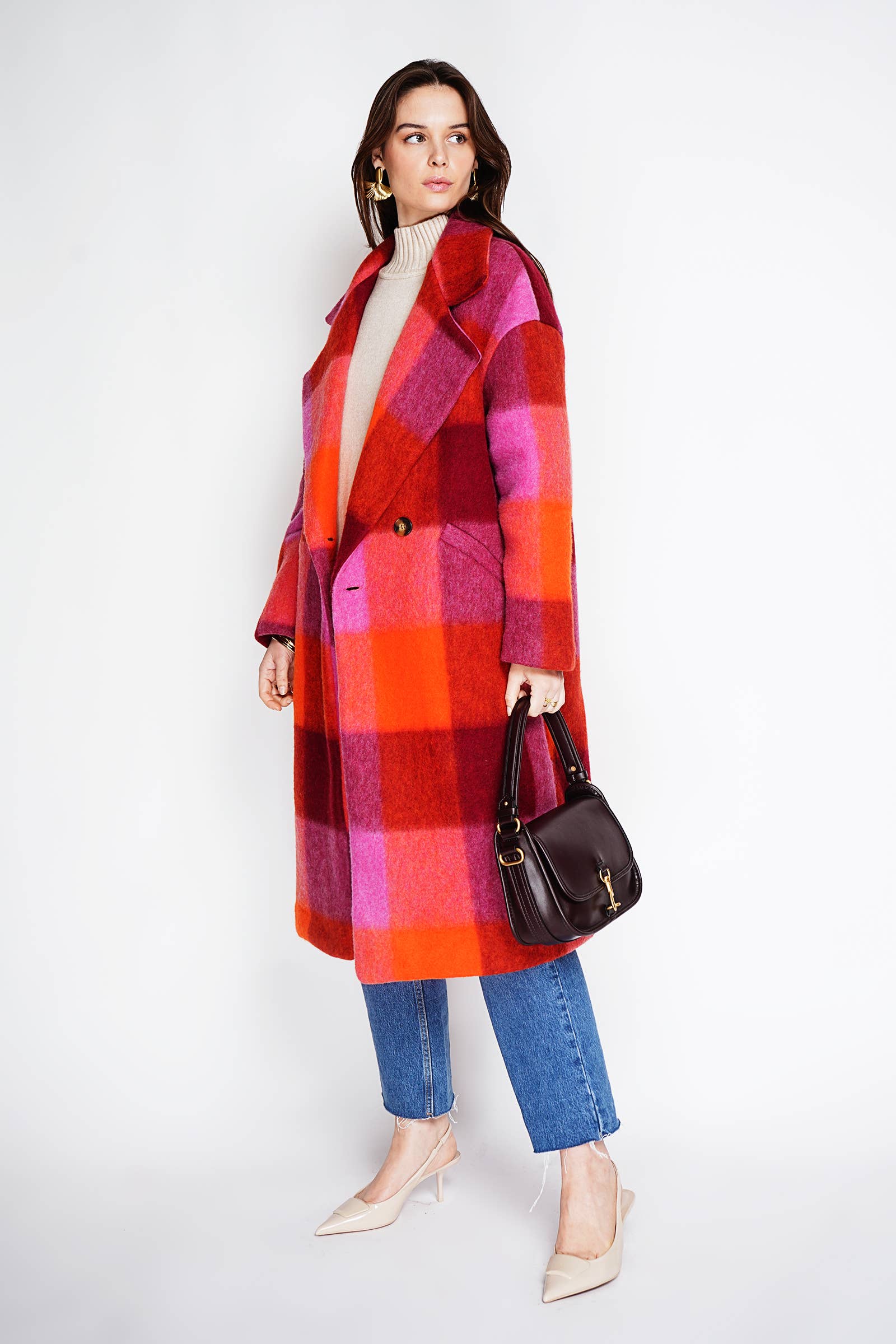 NOELINE - Wholesale Coat - Women's - Plaid wool coat 60705-515