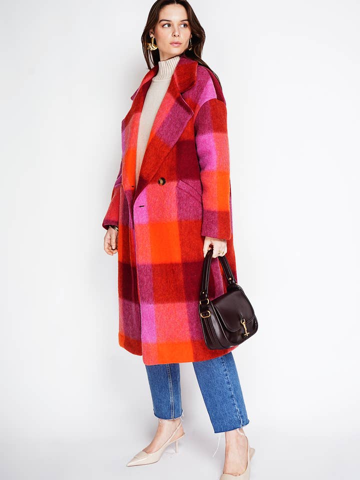 NOELINE - Wholesale Coat - Women's - Plaid wool coat 60705-515