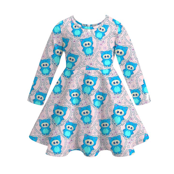 Little Trendy - Wholesale Dress - Kids - Kpop demon hunters inspired printed twirl ruffle dress5