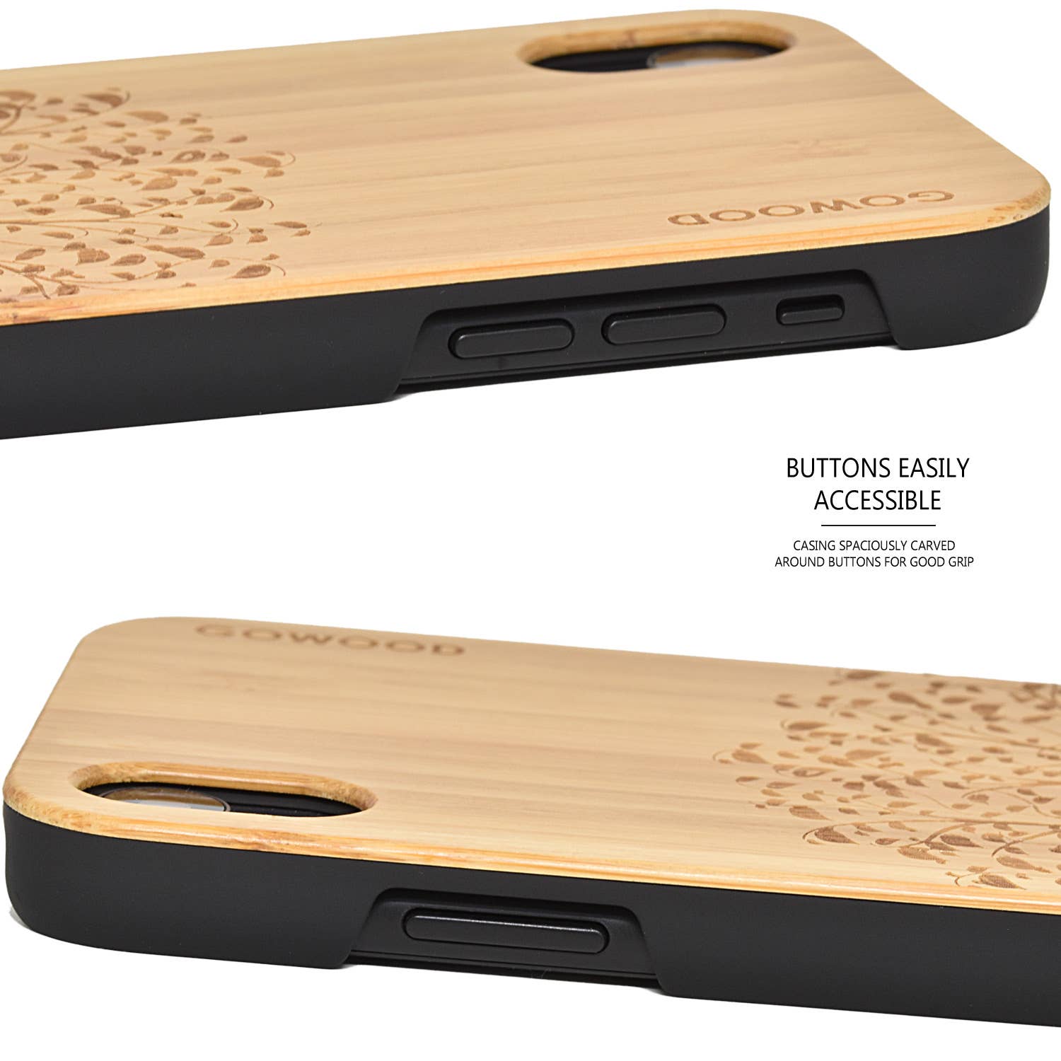 GOWOOD - Wholesale Phone Case - Women's - iPhone XR Case with Tree Engraved Bamboo Backside3