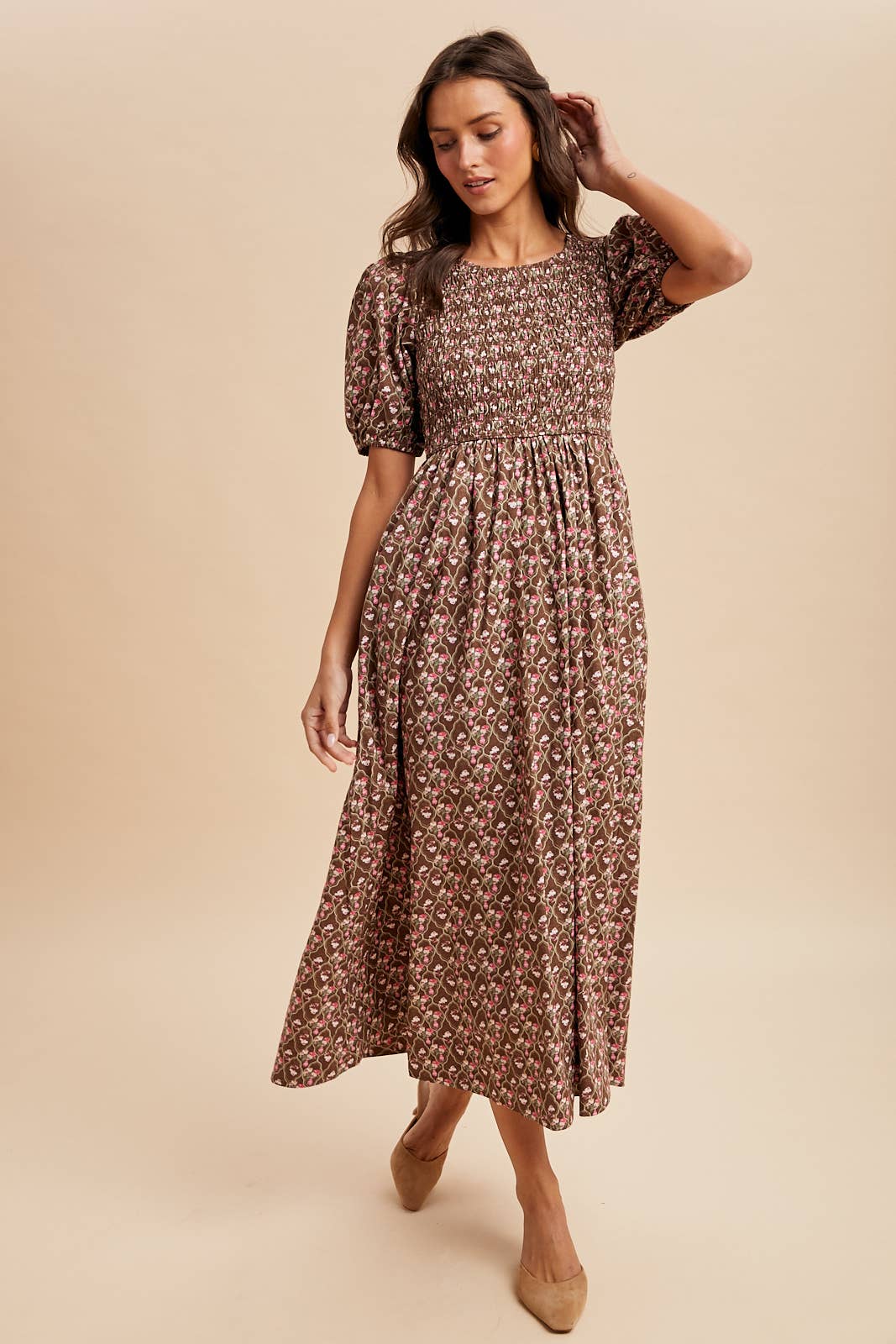 In Loom - Wholesale Dress - Women's - SMOCKED COTTON FLORAL MAXI DRESS11