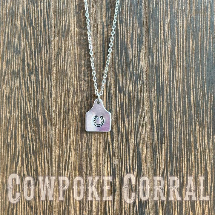Horseshoe Ear Tag Necklace for wholesale by Cowpoke Corral