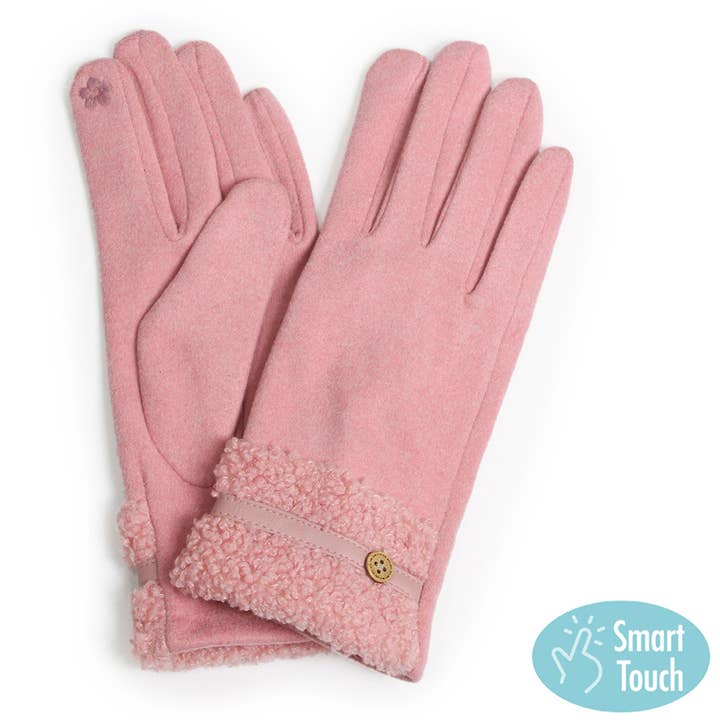 Fashion City - Wholesale Gloves - Women's - Teddy Faux Fur Cuff Touch Smart Gloves