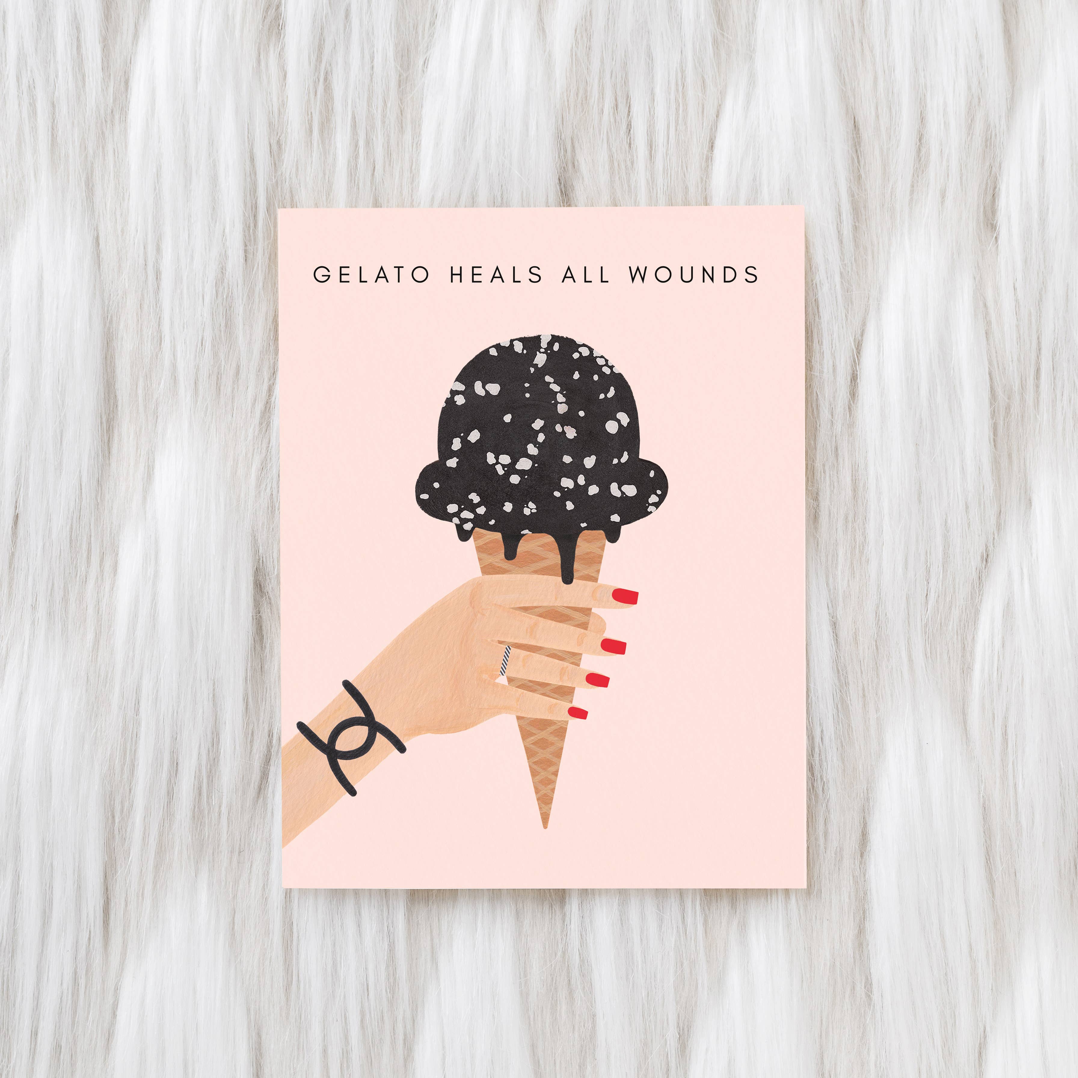Girl w/ Knife - Wholesale Everyday Greeting Card - Gelato Heals All Wounds Greeting Card1