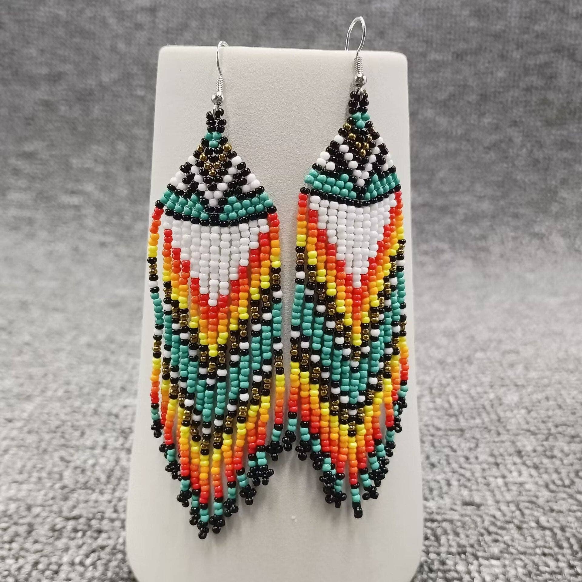 Mio Queena - Wholesale Tassel Earrings - Vintage Bohemian Style Seed Beads Fringe Earrings - BJ/SB8