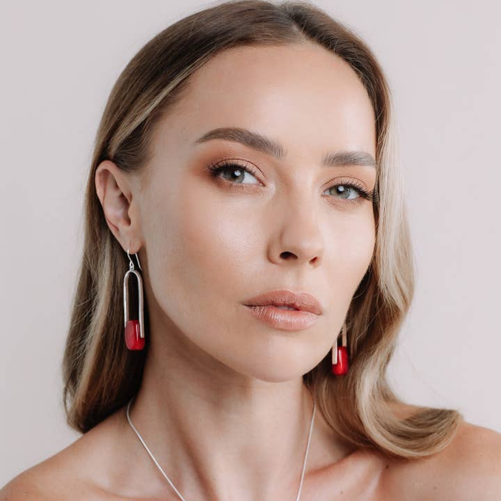 Empire Luxe Ruby - Silver Earrings for wholesale by OR Design