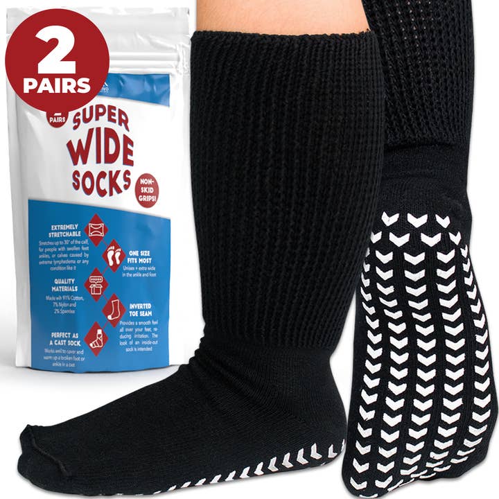 Skid Grip Socks - Extra Wide Socks for Swollen Feet for wholesale by FORTIVO