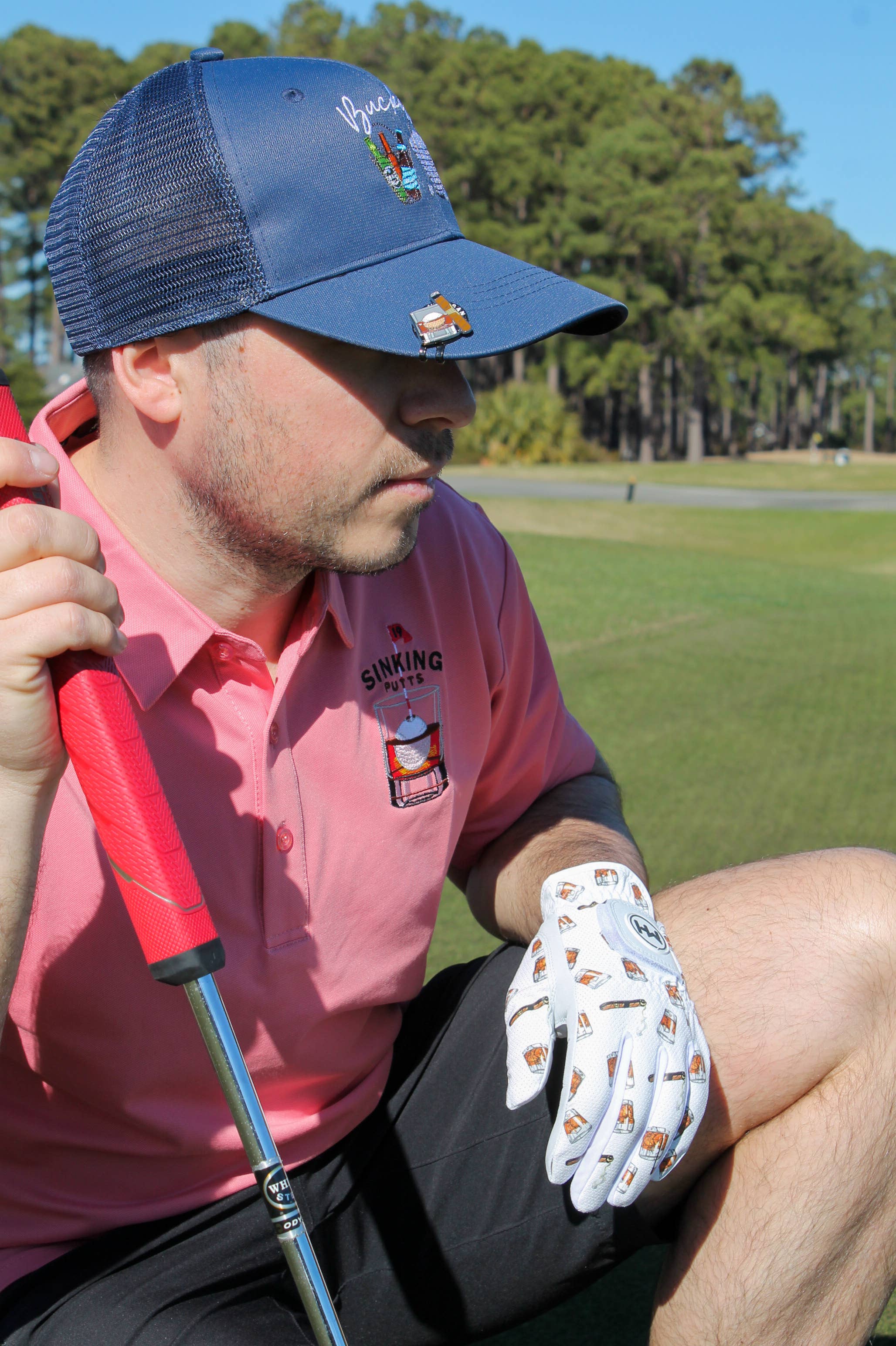 Whiskey & Cigar WHT Men's Golf Glove | MULLIGAN HOOLIGAN® for wholesale on Faire4