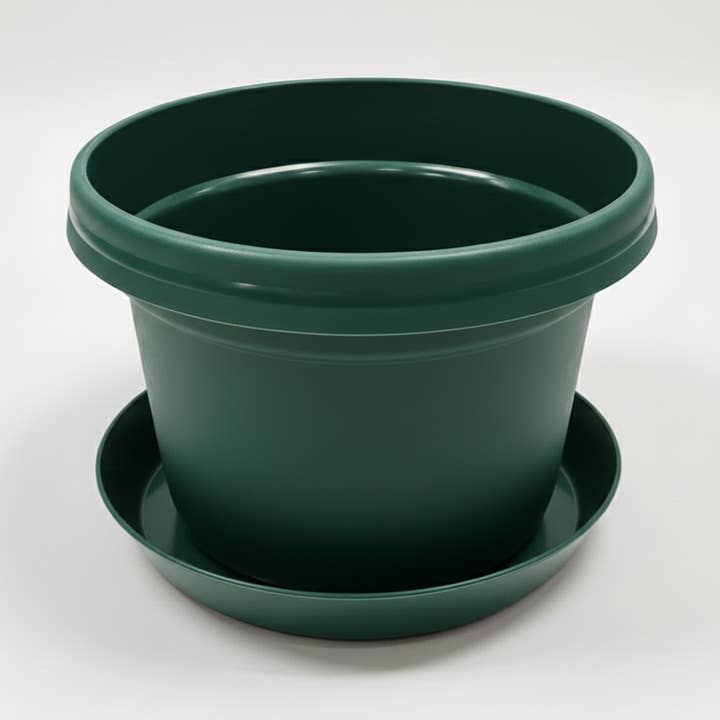 Hunter Green Flower Pot with Saucer for wholesale by Austin Planter