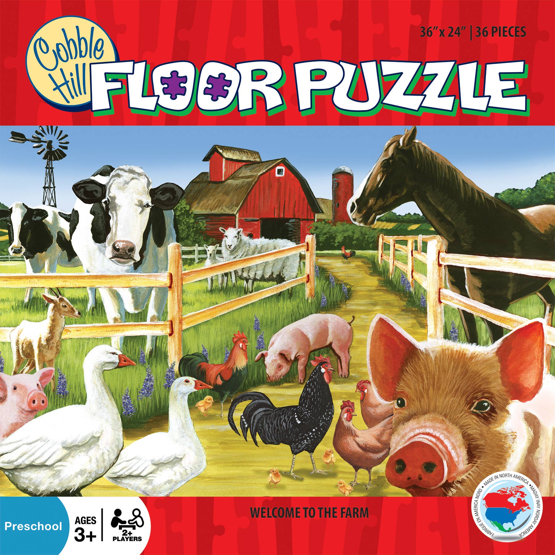 Outset Games and Cobble Hill Puzzles - Vente Puzzle – enfant - Puzzle de sol de 36 pièces Welcome to the Farm2