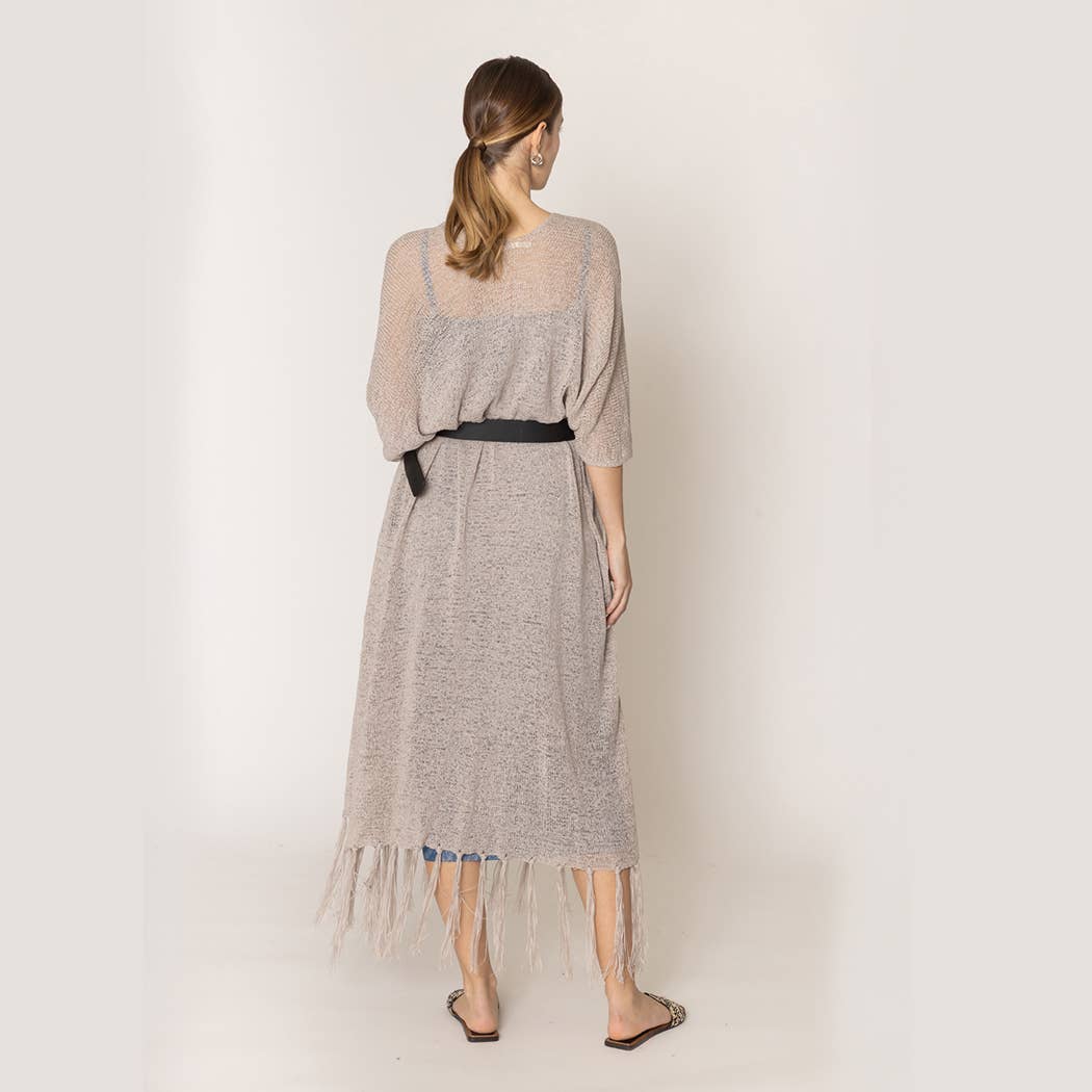 Fashion City - Venta al por mayor Kimono - Mujer - Cárdigan largo de punto con flecos y forro tipo kimono19