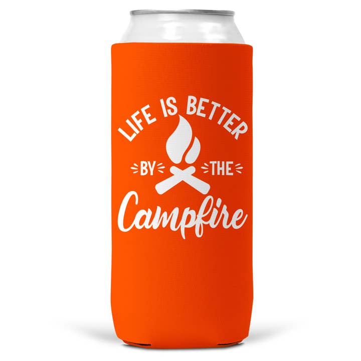 Wi-Wear - Wholesale Drink Huggers & Koozies - Life Is Better By The Campfire SLIM CAN Coozie/Cooler