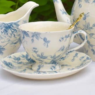 All Little Cute Things - Wholesale Tea Set - Vintage Blue Floral Teacup and Saucer