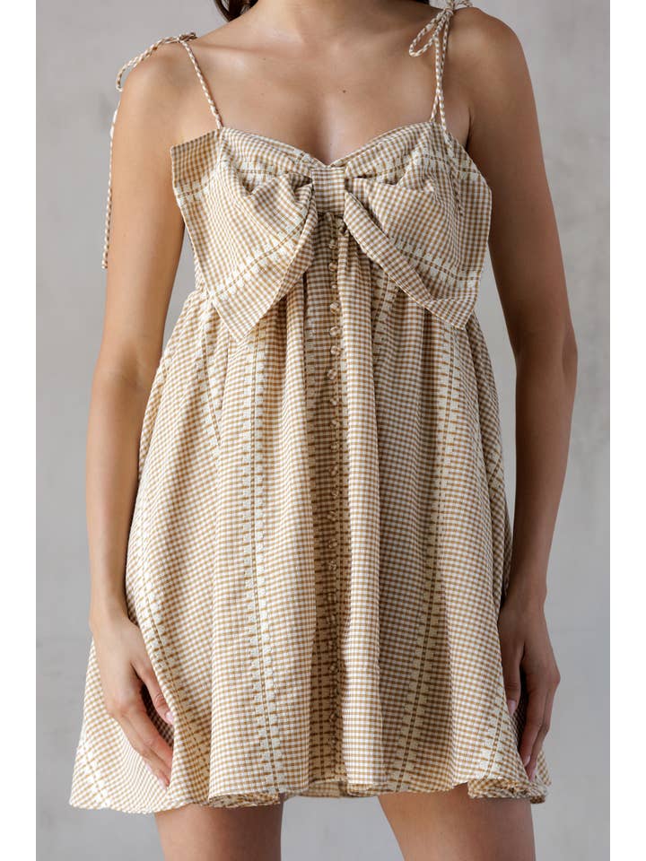 STORIA - Wholesale Dress - Women's - JD5382-9 GINGHAM MINI DRESS