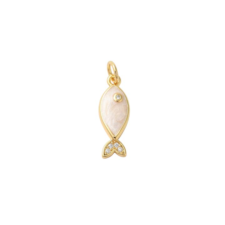 The Charm Bar Company - Wholesale Individual Charm/Pendant - *Gold Pearlescent Fish Charm